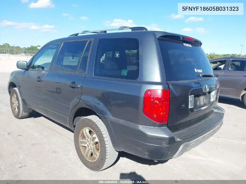 5FNYF18605B031323 2005 Honda Pilot Ex-L