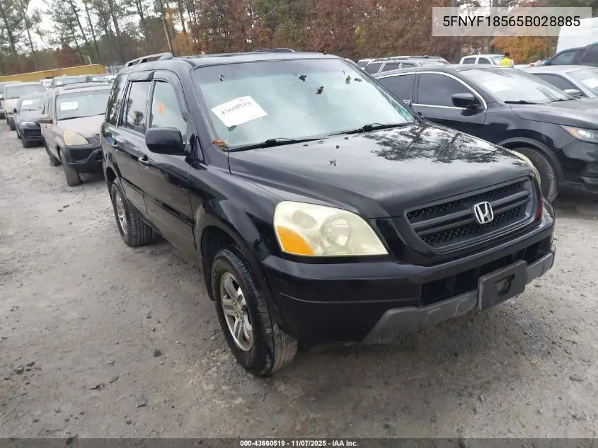 5FNYF18565B028885 2005 Honda Pilot Ex-L