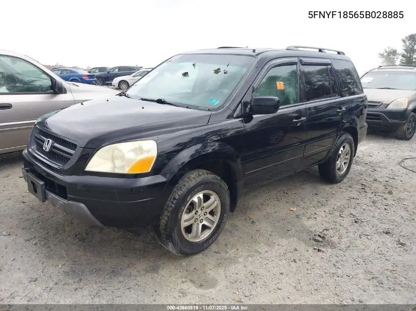 5FNYF18565B028885 2005 Honda Pilot Ex-L