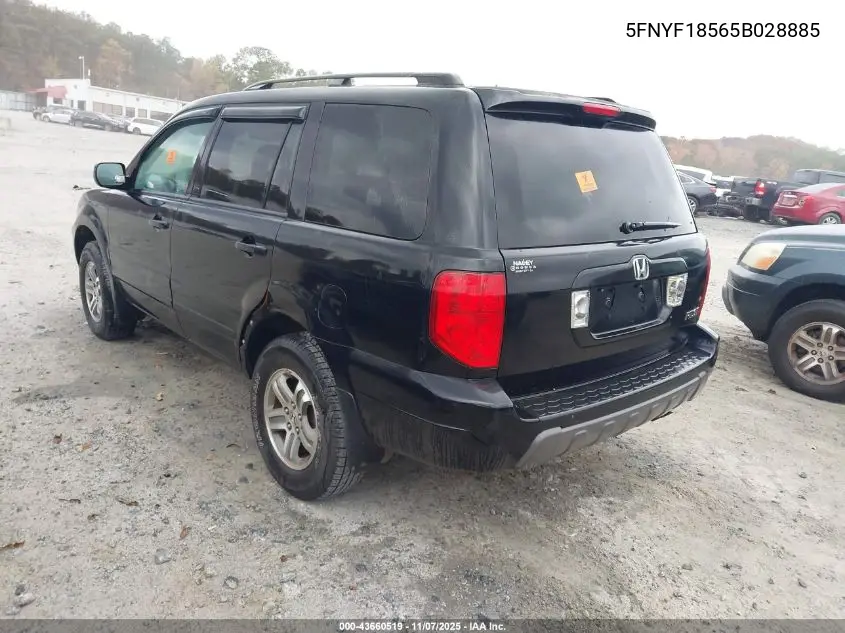 5FNYF18565B028885 2005 Honda Pilot Ex-L