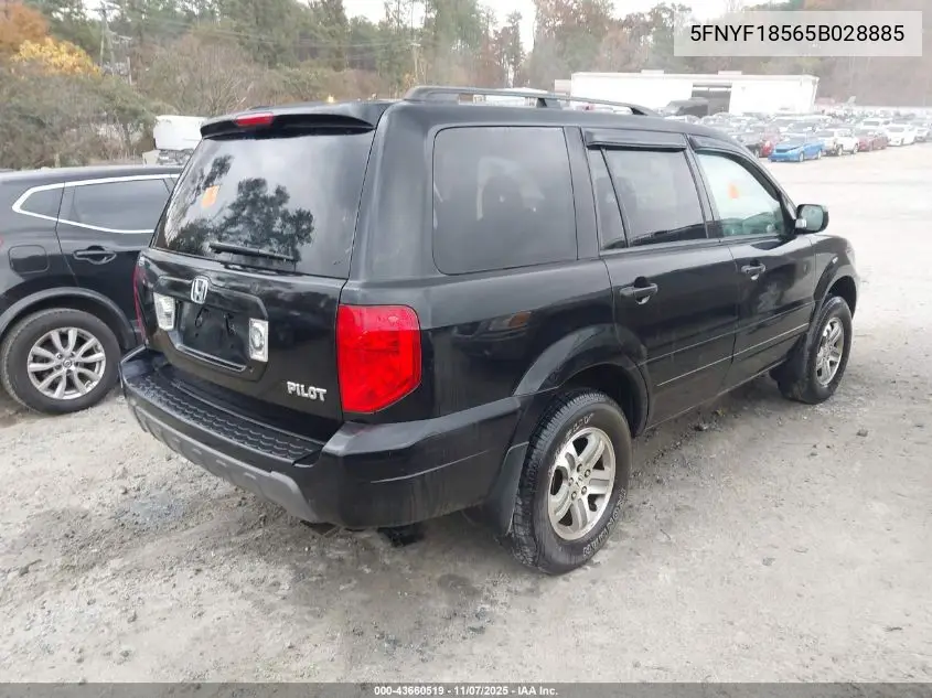 5FNYF18565B028885 2005 Honda Pilot Ex-L