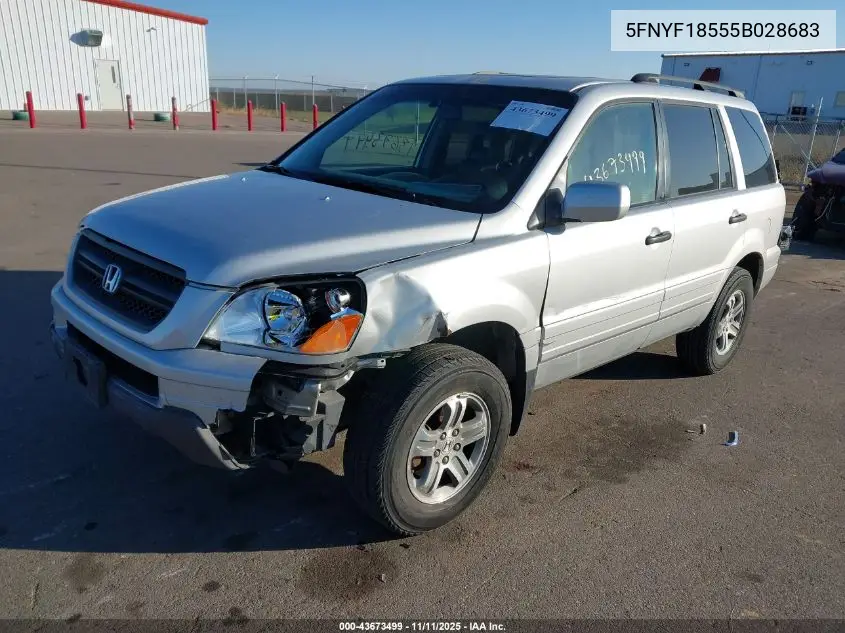 5FNYF18555B028683 2005 Honda Pilot Ex-L