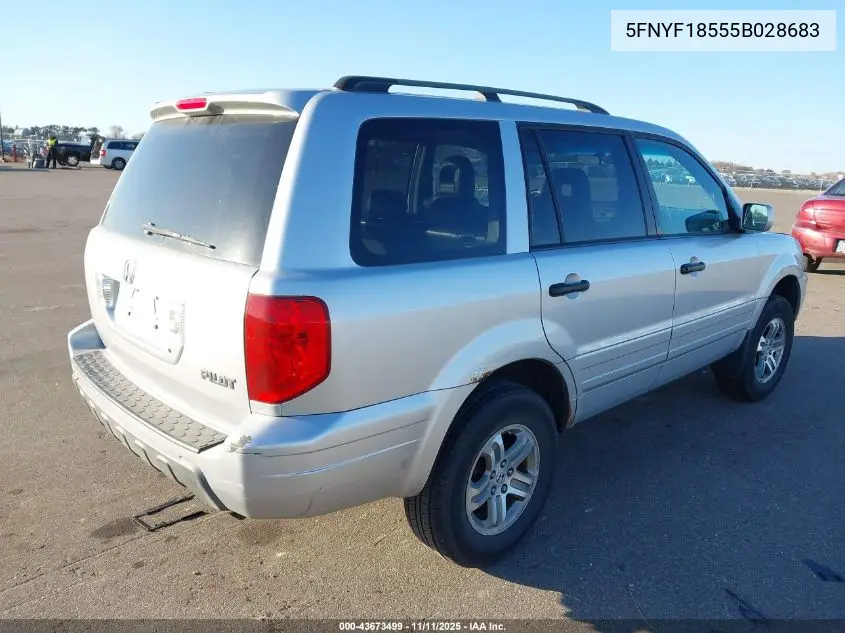 5FNYF18555B028683 2005 Honda Pilot Ex-L