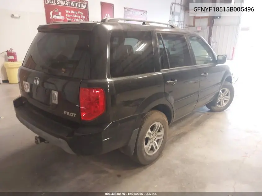 5FNYF18515B005496 2005 Honda Pilot Ex-L