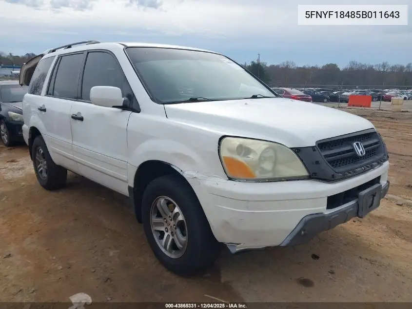 5FNYF18485B011643 2005 Honda Pilot Ex