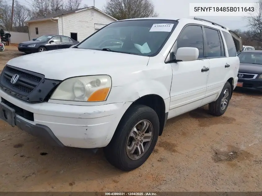 5FNYF18485B011643 2005 Honda Pilot Ex