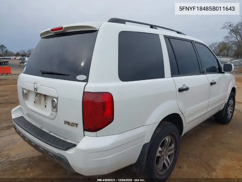 5FNYF18485B011643 2005 Honda Pilot Ex