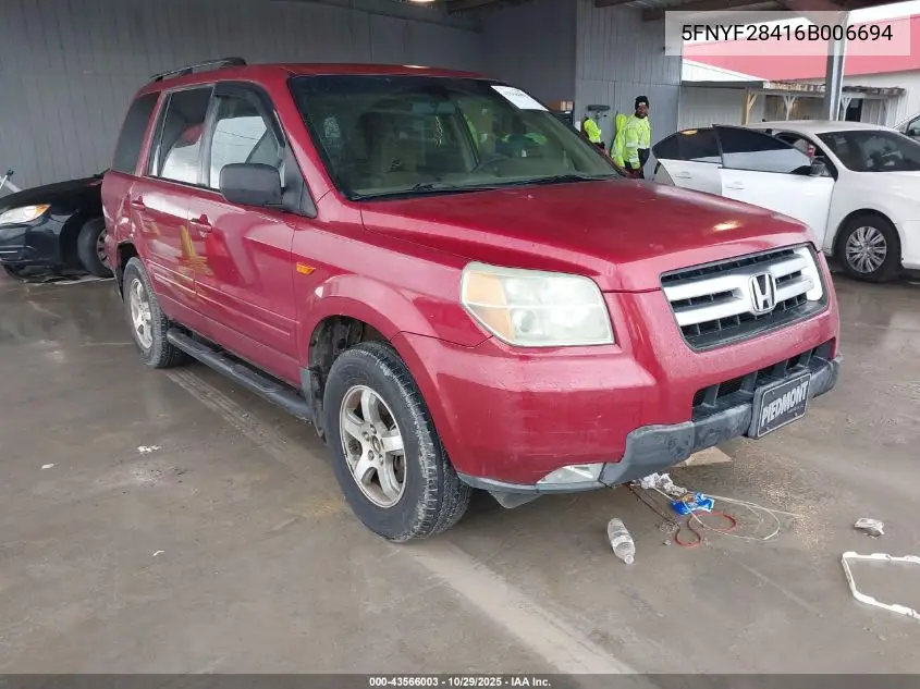 5FNYF28416B006694 2006 Honda Pilot Ex