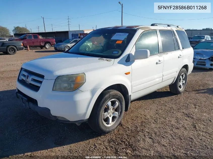 5FNYF28586B011268 2006 Honda Pilot Ex-L