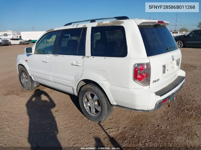 5FNYF28586B011268 2006 Honda Pilot Ex-L