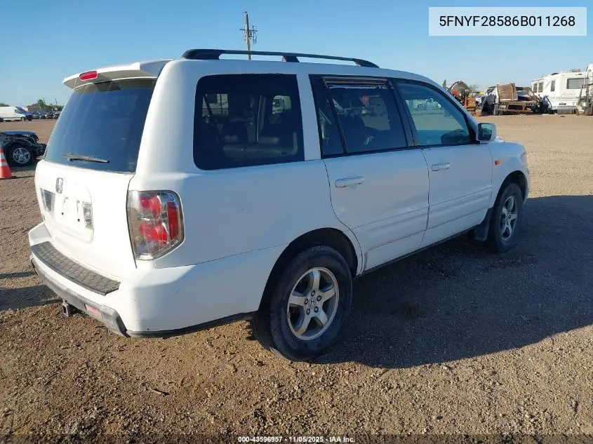 5FNYF28586B011268 2006 Honda Pilot Ex-L