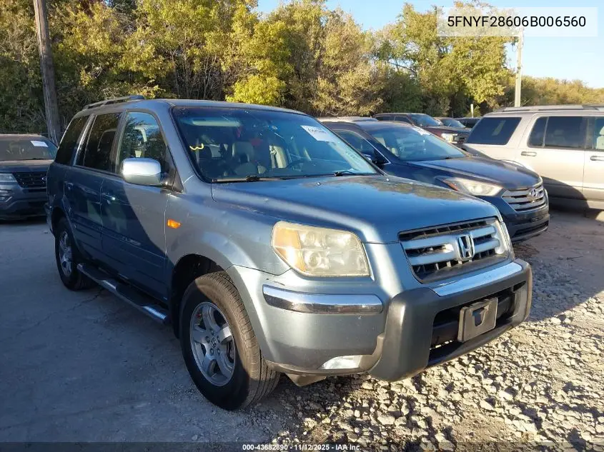5FNYF28606B006560 2006 Honda Pilot Ex-L