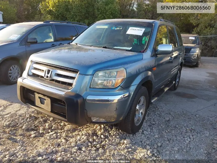 5FNYF28606B006560 2006 Honda Pilot Ex-L