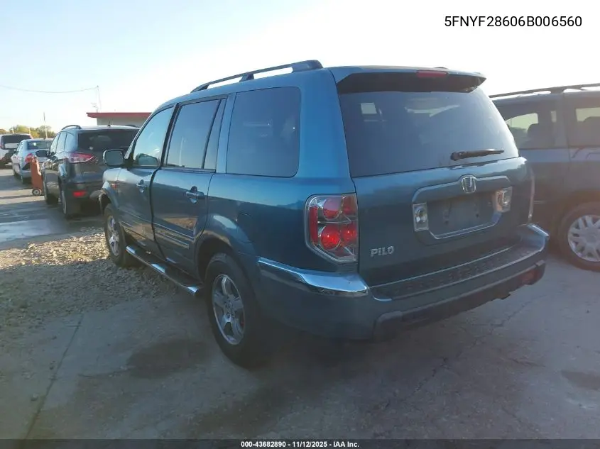 5FNYF28606B006560 2006 Honda Pilot Ex-L