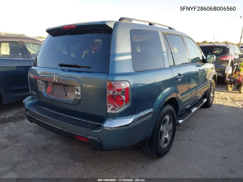 5FNYF28606B006560 2006 Honda Pilot Ex-L