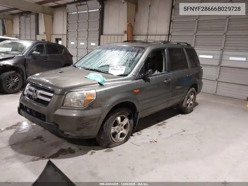 5FNYF28666B029728 2006 Honda Pilot Ex-L