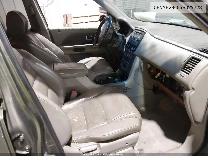 5FNYF28666B029728 2006 Honda Pilot Ex-L