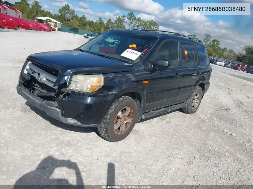 5FNYF28686B038480 2006 Honda Pilot Ex-L