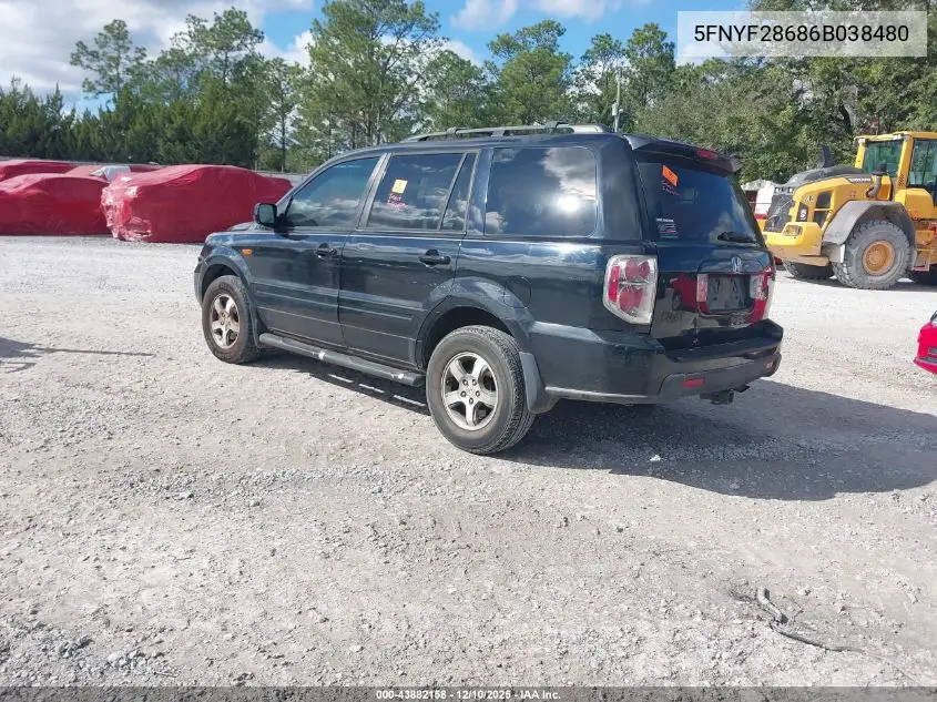 5FNYF28686B038480 2006 Honda Pilot Ex-L