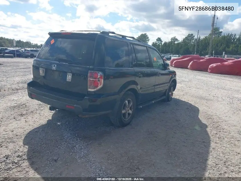 5FNYF28686B038480 2006 Honda Pilot Ex-L