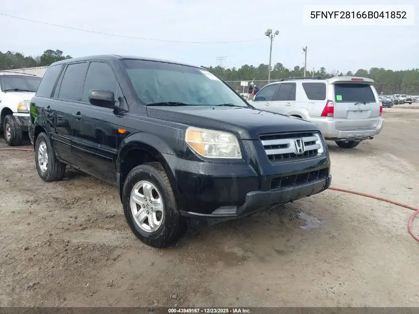 5FNYF28166B041852 2006 Honda Pilot Lx