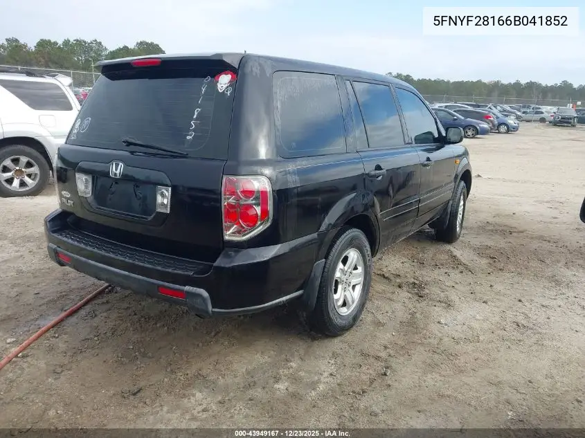 5FNYF28166B041852 2006 Honda Pilot Lx
