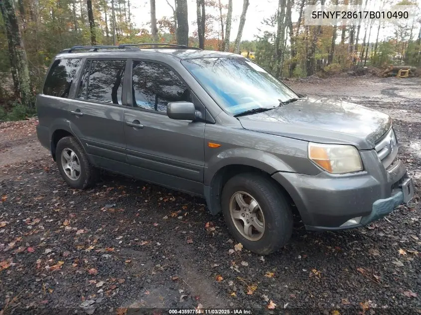 5FNYF28617B010490 2007 Honda Pilot Ex-L