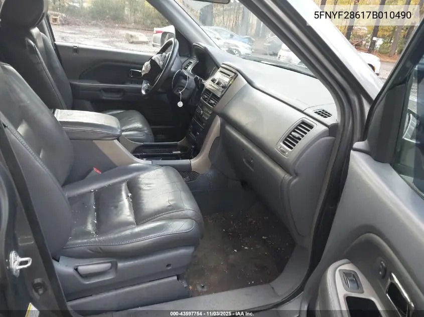 5FNYF28617B010490 2007 Honda Pilot Ex-L