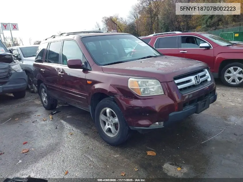 5FNYF18707B002223 2007 Honda Pilot Ex-L