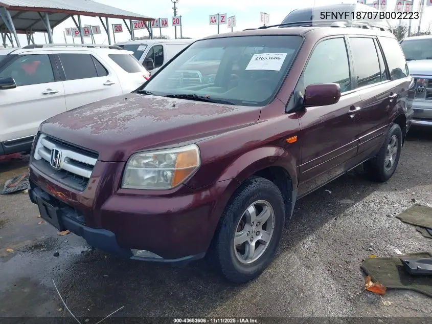 5FNYF18707B002223 2007 Honda Pilot Ex-L