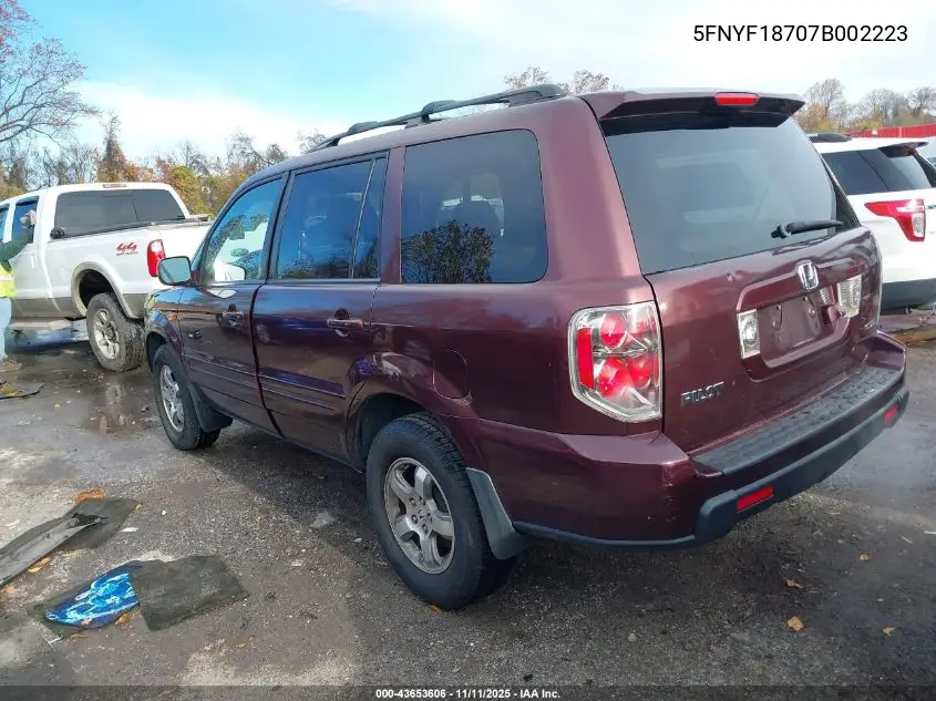 5FNYF18707B002223 2007 Honda Pilot Ex-L