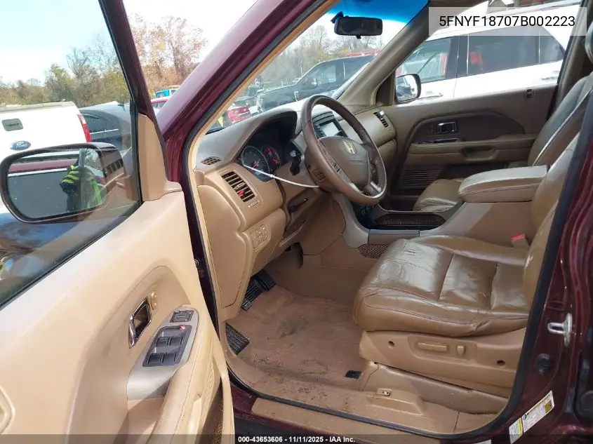 5FNYF18707B002223 2007 Honda Pilot Ex-L