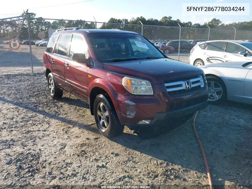 5FNYF28677B034244 2007 Honda Pilot Ex-L