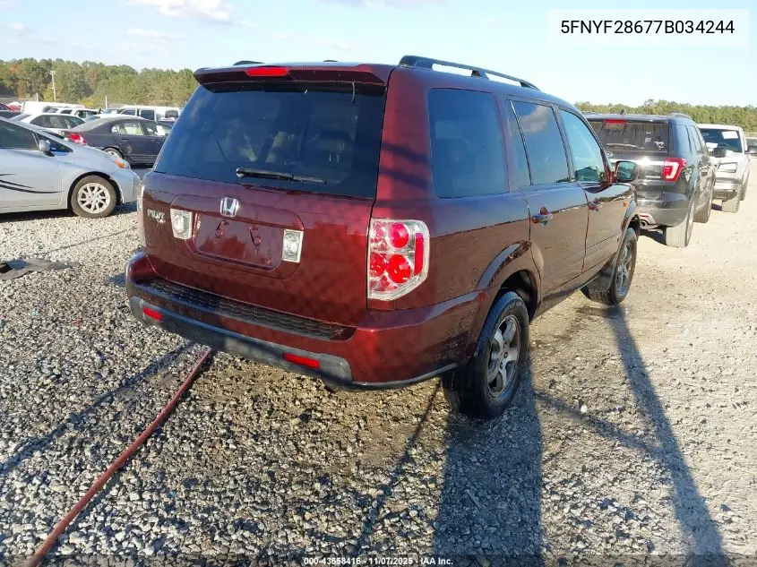 5FNYF28677B034244 2007 Honda Pilot Ex-L