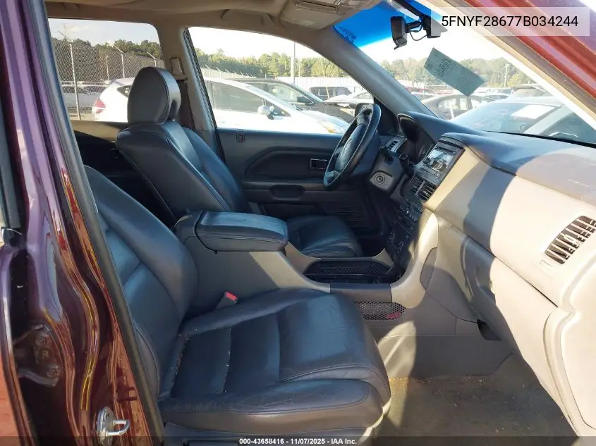 5FNYF28677B034244 2007 Honda Pilot Ex-L