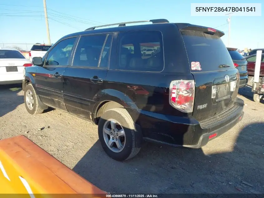 5FNYF28647B041541 2007 Honda Pilot Ex-L
