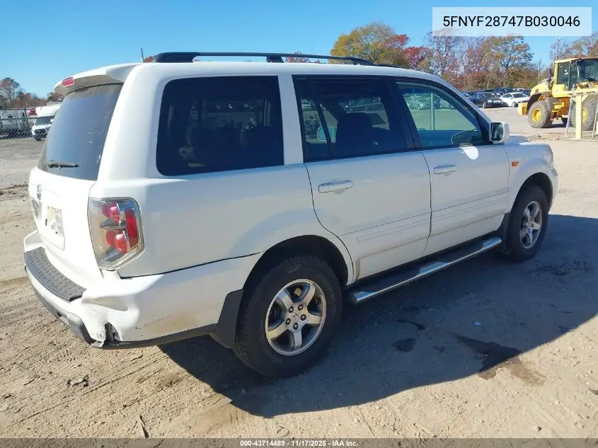5FNYF28747B030046 2007 Honda Pilot Ex-L