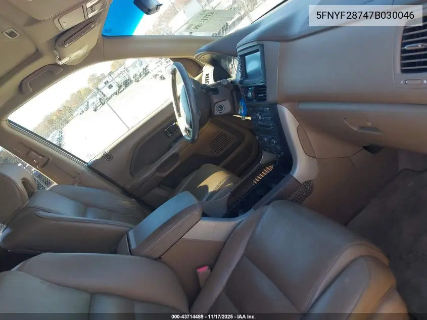 5FNYF28747B030046 2007 Honda Pilot Ex-L