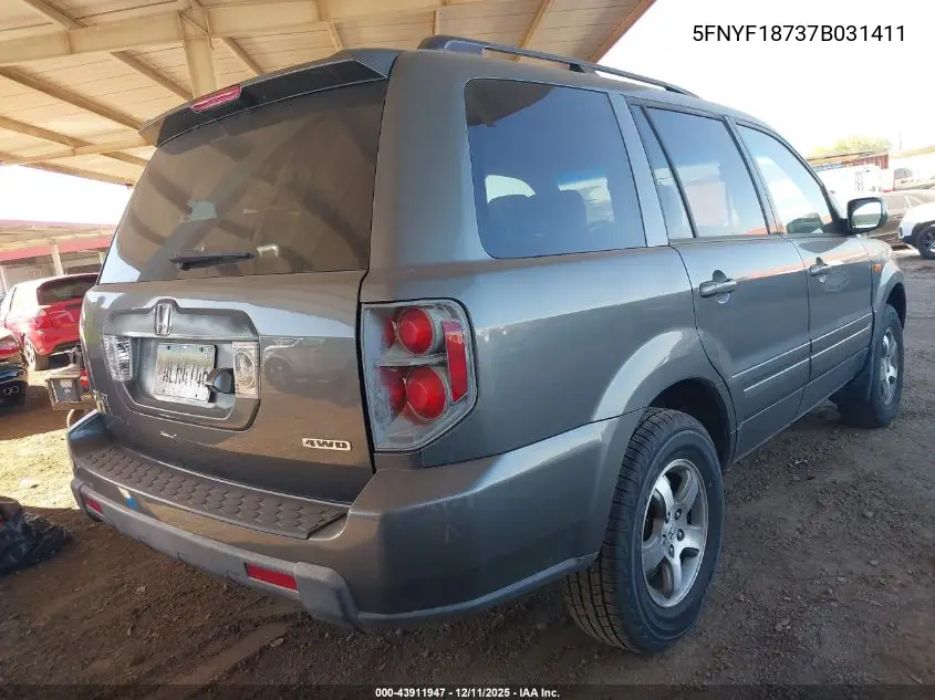 5FNYF18737B031411 2007 Honda Pilot Ex-L
