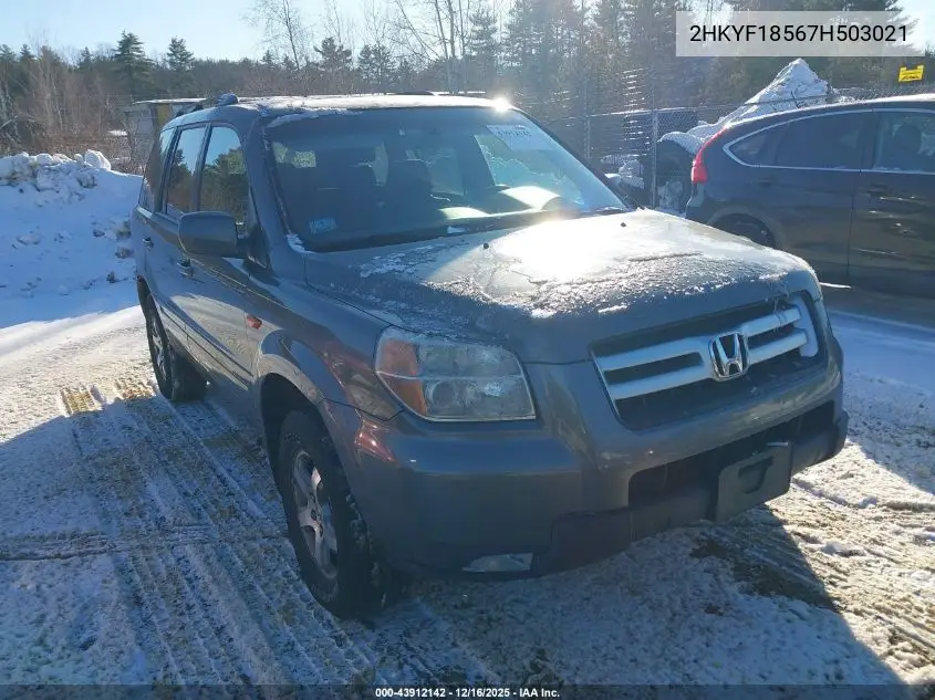 2HKYF18567H503021 2007 Honda Pilot Ex-L