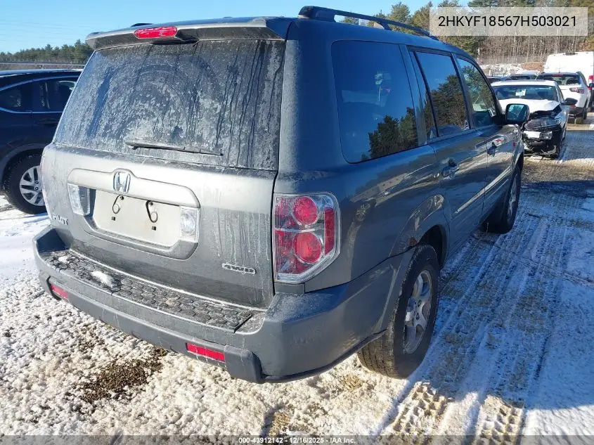 2HKYF18567H503021 2007 Honda Pilot Ex-L