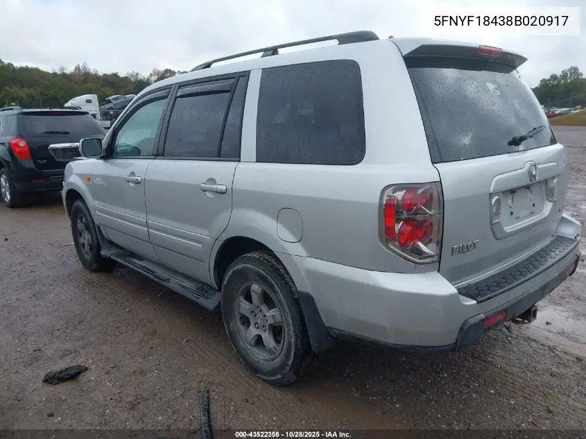 5FNYF18438B020917 2008 Honda Pilot Ex