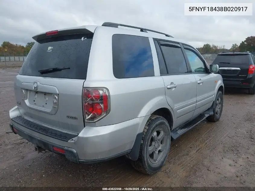 5FNYF18438B020917 2008 Honda Pilot Ex