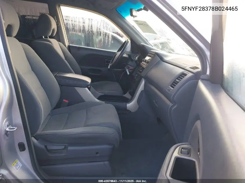 5FNYF28378B024465 2008 Honda Pilot Se