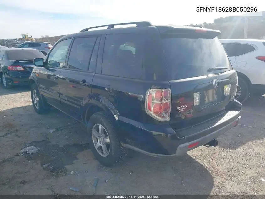 5FNYF18628B050296 2008 Honda Pilot Ex-L