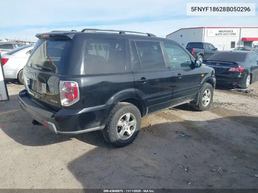5FNYF18628B050296 2008 Honda Pilot Ex-L