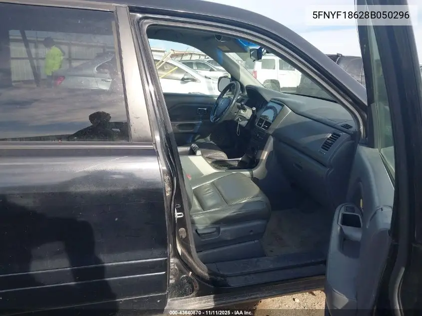 5FNYF18628B050296 2008 Honda Pilot Ex-L