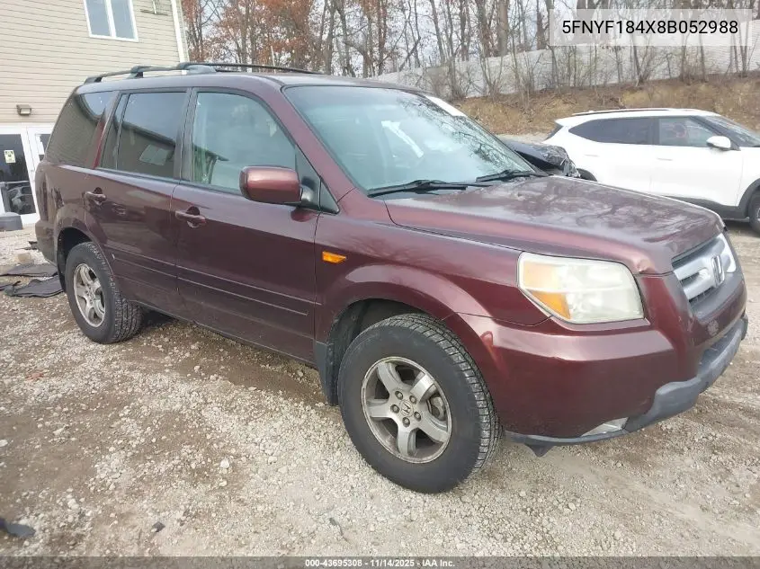5FNYF184X8B052988 2008 Honda Pilot Ex