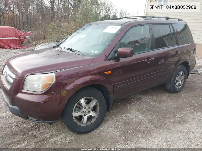 5FNYF184X8B052988 2008 Honda Pilot Ex