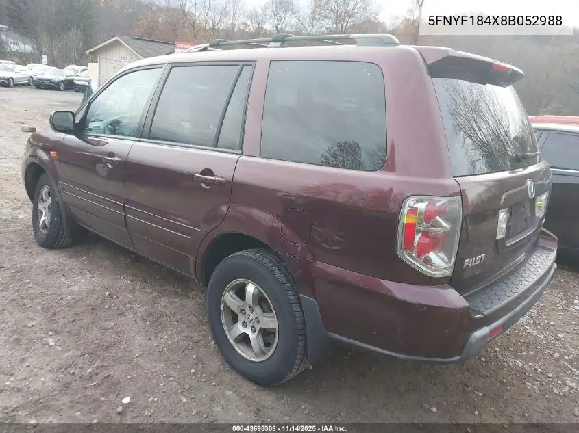 5FNYF184X8B052988 2008 Honda Pilot Ex